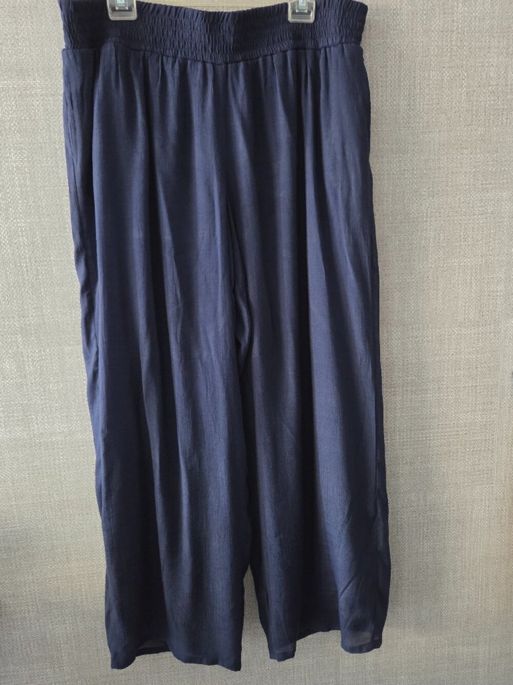 JM Collection women's navy wide leg pull-on elastic waist comfort pants size XL